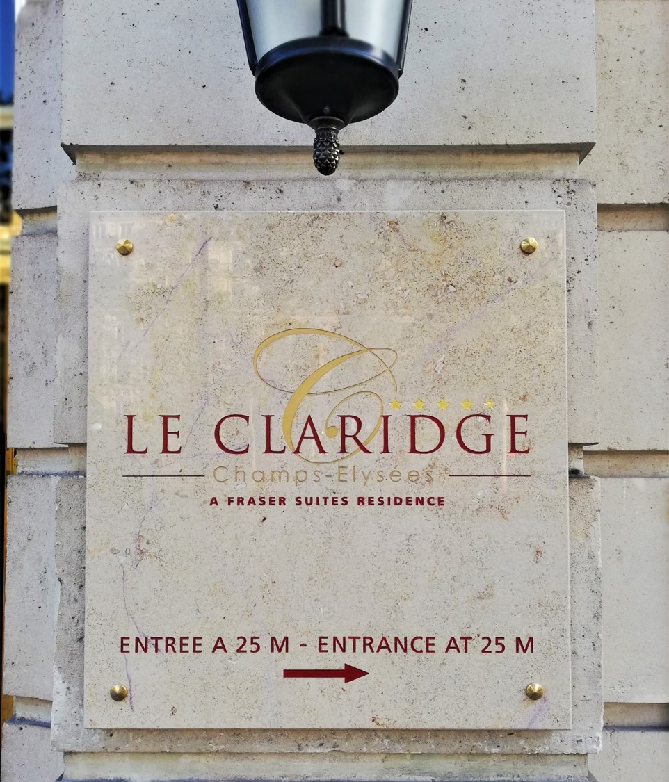 plaque professionnelle Le Claridge en marbre